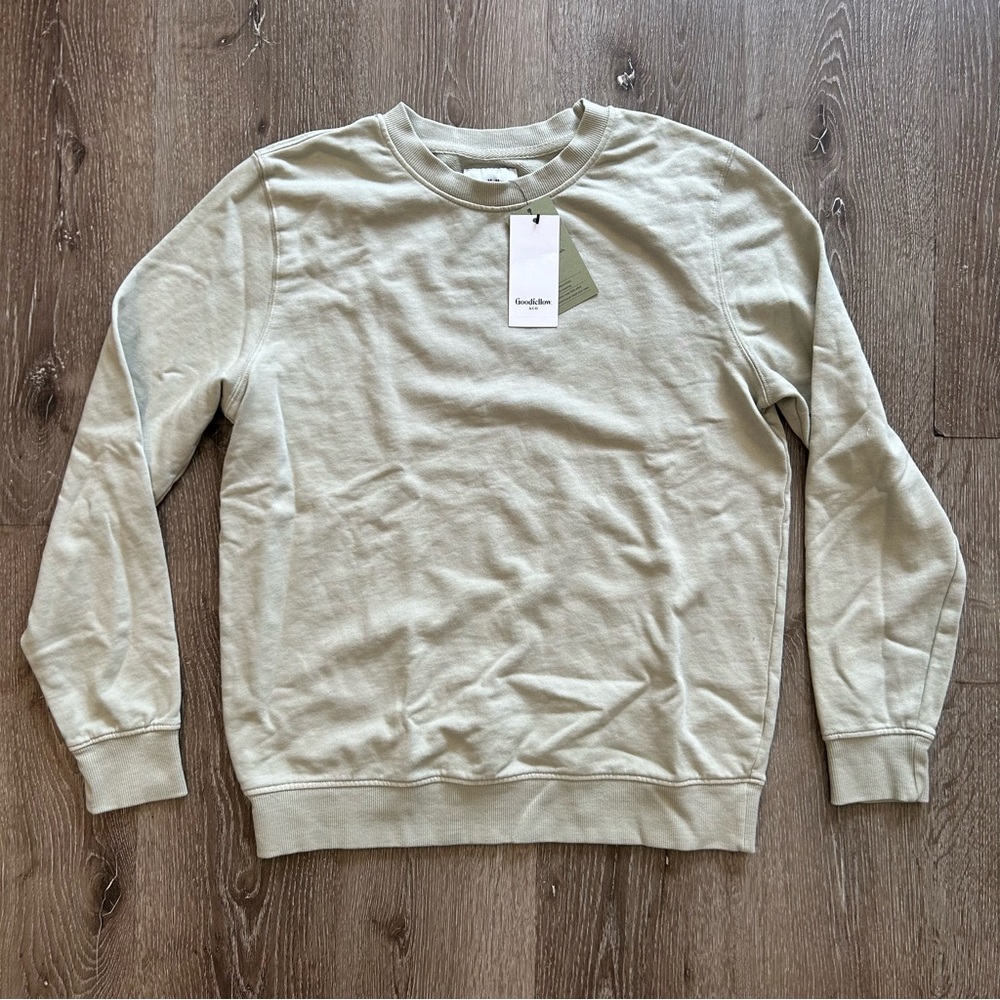 NWT Mens Medium Goodfellow & Co Sage Crew Neck Light Weight Sweater Cotton